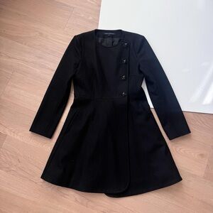 French Connection Black Wool Jacket Medium Button Up Shirt Chic Tailored